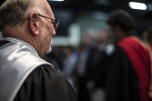 At a graduation ceremony